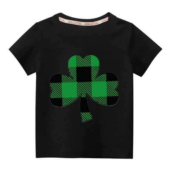 Herrnalise Boys' And Girls' St. Patrick's Day Shamrocks Theme Short Sleeve T-Shirt Soft Cotton Irish Green Tee 2-10 Years