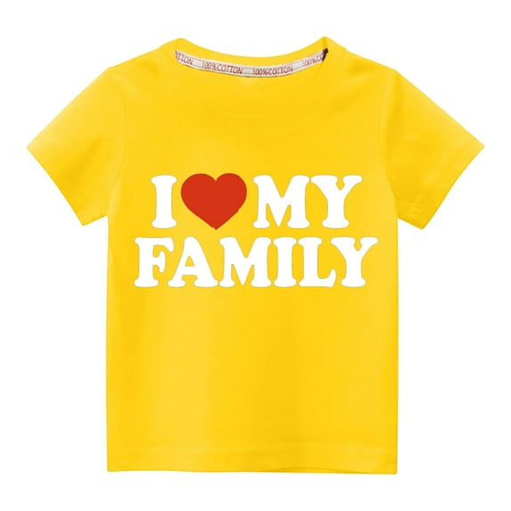 Herrnalise Boys Girls I love My Family Valentine's Day Shirt Short Sleeve Heart Print Graphic Cotton T-Shirt Unisex Kids V-Day Holiday Tops Clothes 2-10 Years