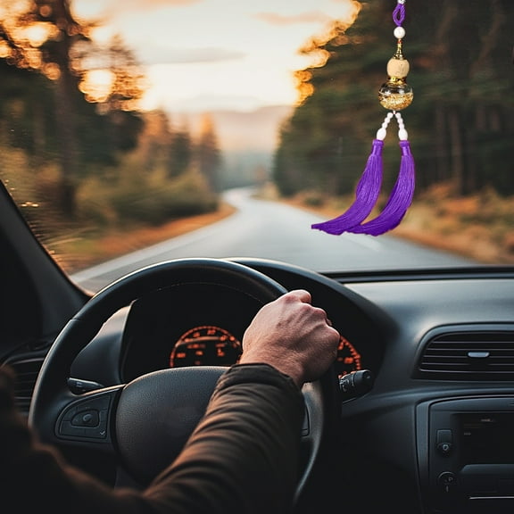 Herrnalise Buddha Hanging Car Charm Car Mirror Hanging Accessories, Tassels Rear View Mirror Accessories Car Hanging Ornament, Cute Car Accessories for Women/Men,