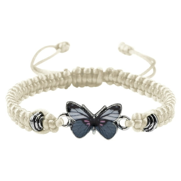Herrnalise Butterfly Charm Bracelet, AdjustableHand Woven Bracelets, Cute Butterfly Charm Bracelets, Bracelet Suitable for Valentine's Day Bracelet Girlfriends Butterfly Jewelry