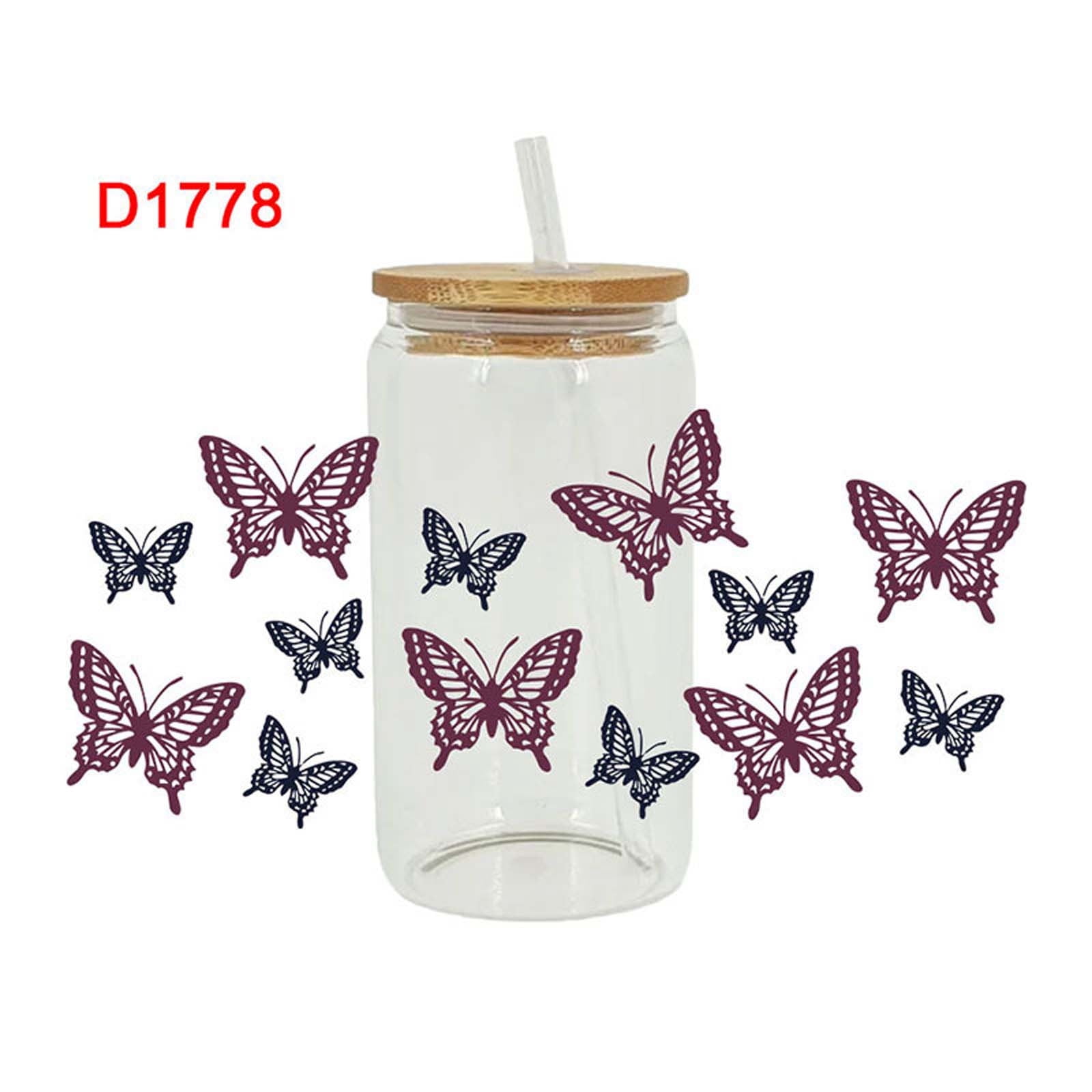 3PCS UV DTF Cup Wrap Transfers - Waterproof Decals For 16oz Glass Cups & Mugs