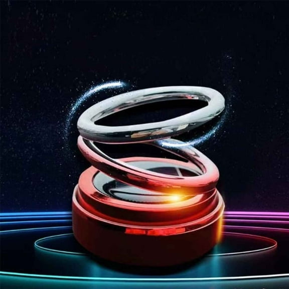 Herrnalise Car Air Freshener - Solar Powered Rotating Floating Planet Car Perfume Aromatherapy Diffuser - Gradient Car Interior Decoration Accessories Diffuser for Car Office Home Decor - Red