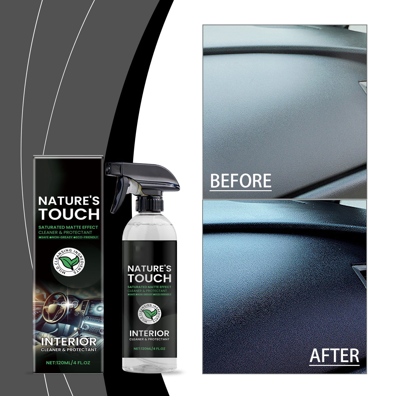 Herrnalise Car Interior Cleaner Spray, Removes Stains from Seats, Carpets, and Dashboards, 120ml Fast-Drying