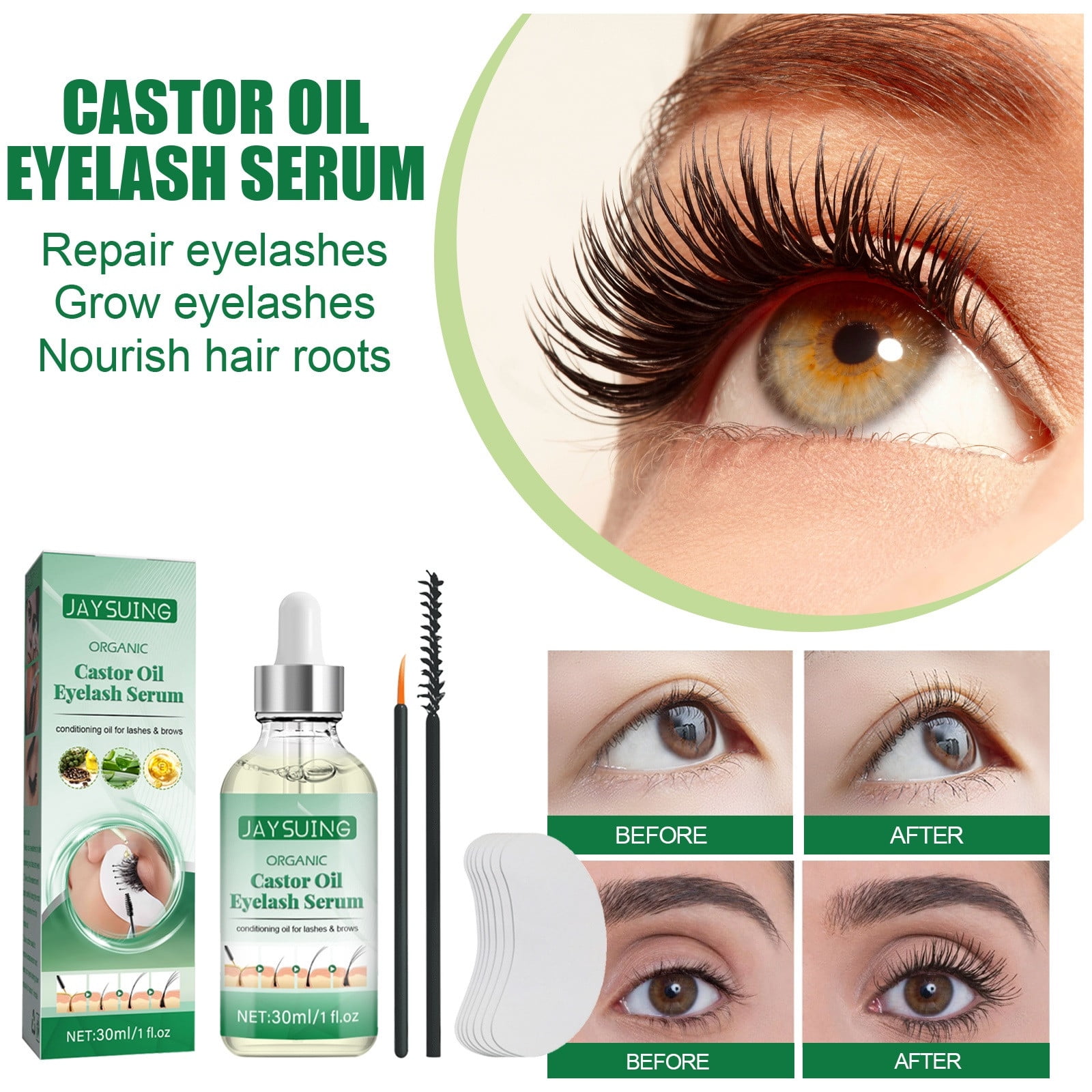 Organic Castor Oil Eyelash Serum By Sky Organics (1oz x 2 Pack)  Cold-Pressed, 100% Pure Castor Oil - Dry Skin, Hair Growth, Eyelashes &  Eyebrows