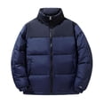 thumbnail image 1 of Herrnalise Casual Fashion New Men's Down Padded Jacket Lightweight Stand Collar Jacket Hoodless Casual Outwear Jackets Navy, 1 of 5