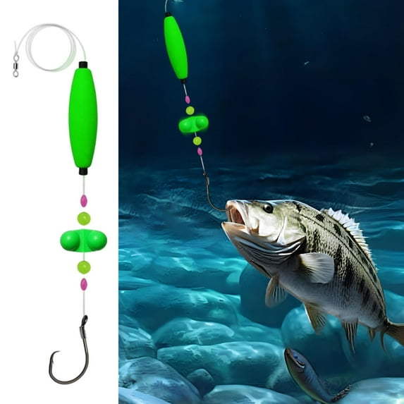 Herrnalise Catfish Fishing Set, Fishing Hook Set, Float Rigs, Bait Floats for Bottom Fishing, Circle Hooks 6/0 Catfishing Tackle, Green, 1pc