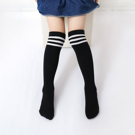 SDJMa Children's Socks Cotton Colorful Stripes Student Rainbow Over The Knee High Socks Fashion All-match