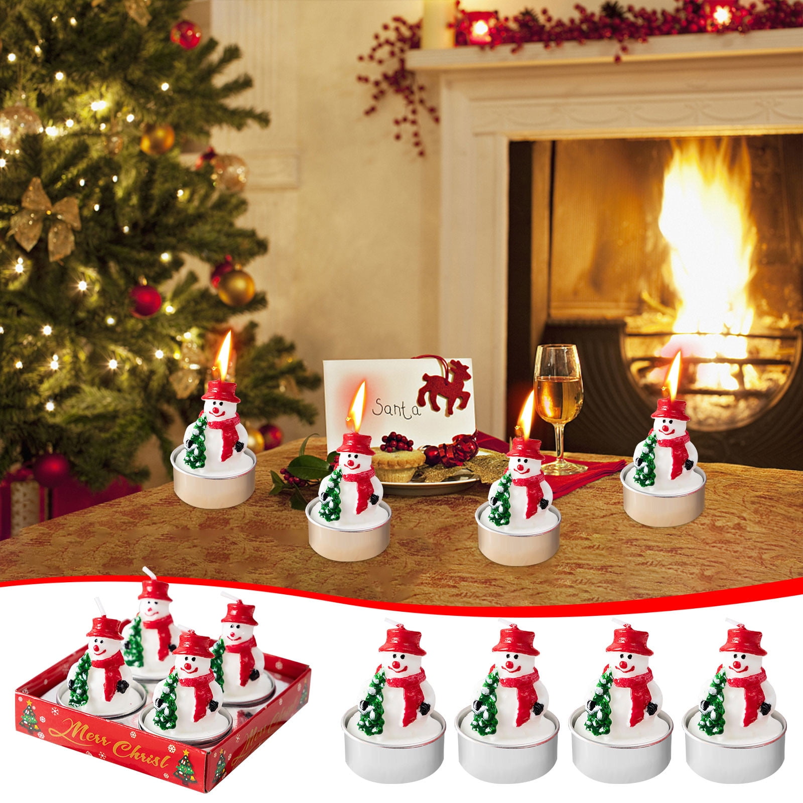 Herrnalise Christmas Candles Set,4 Pcs Colorful Santa Claus