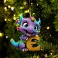 thumbnail image 1 of Herrnalise Christmas Dinosaur Ornaments 26 Letter Cartoon Pendant,3.15" Acrylic Dinosaur Holding Letter A to Z Hanging Ornaments Gift for Christmas Tree Pendant Christmas Decor,Letter E, 1 of 9