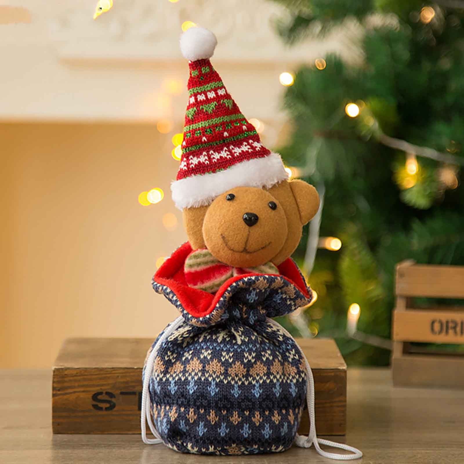 Herrnalise Christmas Gift Doll Bags with Drawstring,Xmas Gift Bag 3D