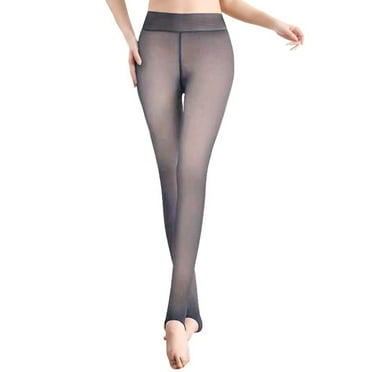 Herrnalise Christmas Gifts Fashion Women Fake Translucent Warm Fleece Pantyhose Solid Coffee Clearance Sales Today Deals Prime