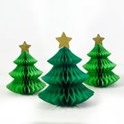 Herrnalise Christmas Honeycomb Paper Trees Decoration Set Centerpiece Table Center Handmade for Christmas Party Centerpiece Ornament Window Decor Tree Decor