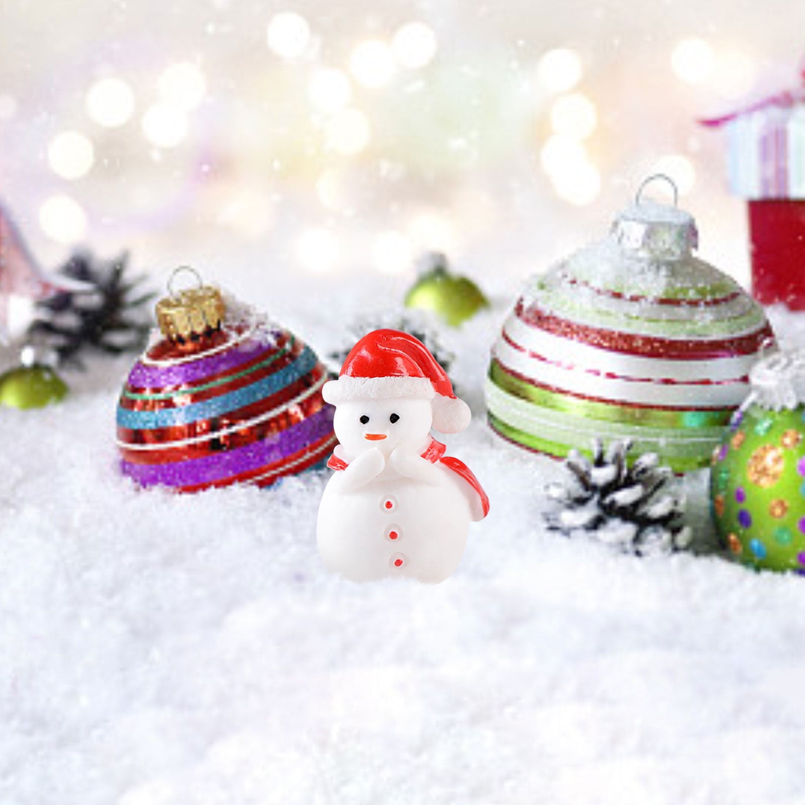 14pcs Diy Resin Christmas Themed 3d Mini Snowman Ornament For Desk  Decoration, Play House Toys, Cream Ornament Accessories
