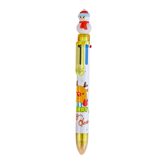 Herrnalise Christmas Multicolor Ballpoint Pen 6-in-1 Pens Retractable Priting Pen Snowman Reindeer Christmas Tree Santa Multifunction Pen for Christmas Class Stationery Reward