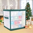 thumbnail image 1 of Herrnalise Christmas Ornament Storage Box with Adjustable Dividers, Store up to 64 of 3-inch or 36 4-inch Christmas Ornaments, Plastic Xmas Ornaments Storage with Zippered Closure & Two Handles Green, 1 of 7
