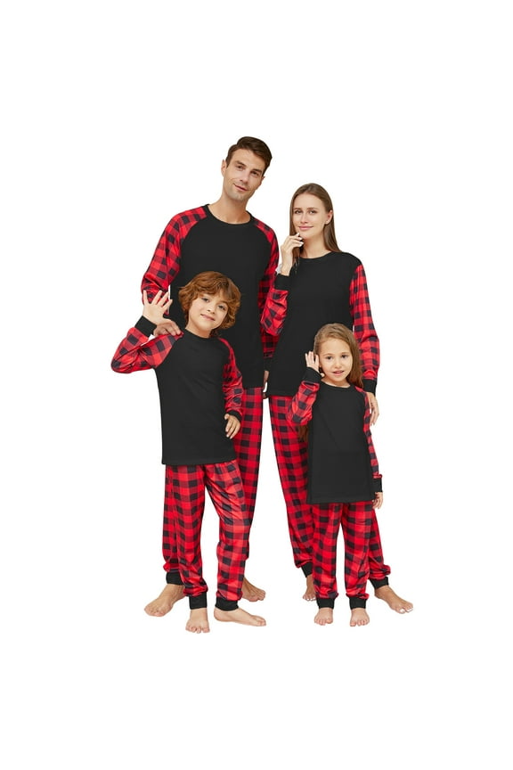 Christmas Pajamas For Family Christmas Fashion Long Sleeves Women Printed Top+Pants Family Matching Pajamas Set Matching Christmas Pjs For Family Black-Mom