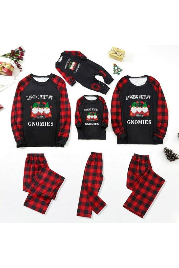 Christmas Pajamas For Family Christmas Men Printed Blouse Round-Neck Tops+Pants Family Matching Pajamas Set Matching Christmas Pjs For Family Black-Dad