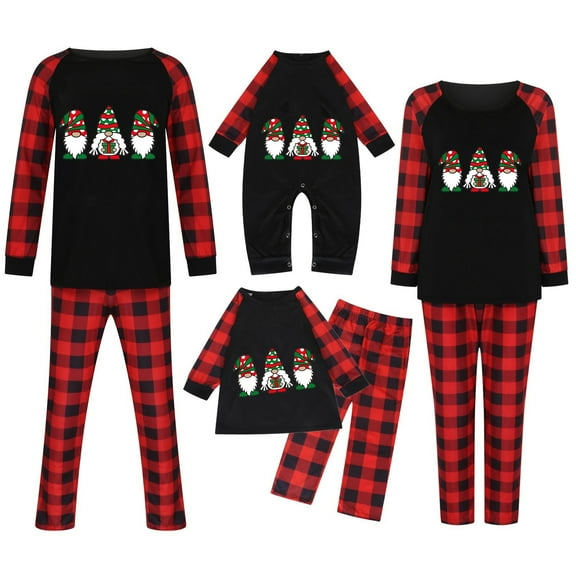 Herrnalise Christmas Pajamas For Family Christmas Women Mom Plaid Print Blouse Tops+Pants Family Clothes Pajamas Matching Christmas Pjs For Family Green-Mom