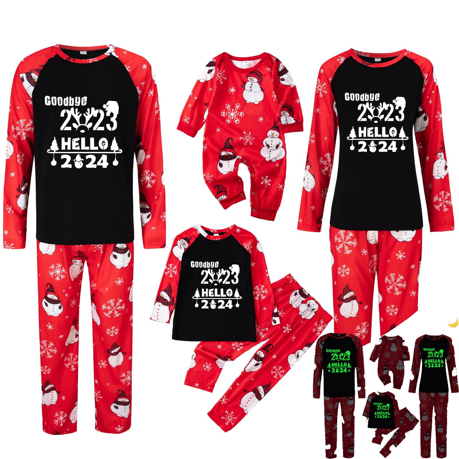 Herrnalise Christmas Pajamas for Family Glow In The Dark Letter Goodbye