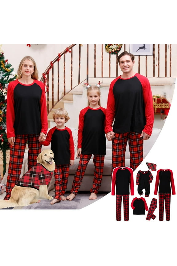 Christmas Pajamas For Family Matching Family Sets Christmas Casual Top With Bottom Outfits Home Wear Matching Christmas Pjs For Family Black-Dad