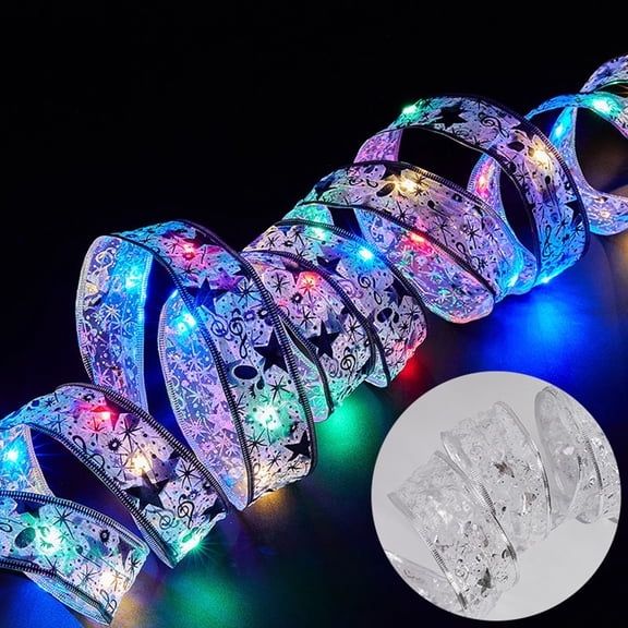Herrnalise Christmas Tree Ribbon Lights,9.84ft 30 LED Christmas Fairy Strings Lights with USB Plug in Double Layer Copper Wire Ribbon Bows for Christmas Tree Garden Party Christmas Decorations