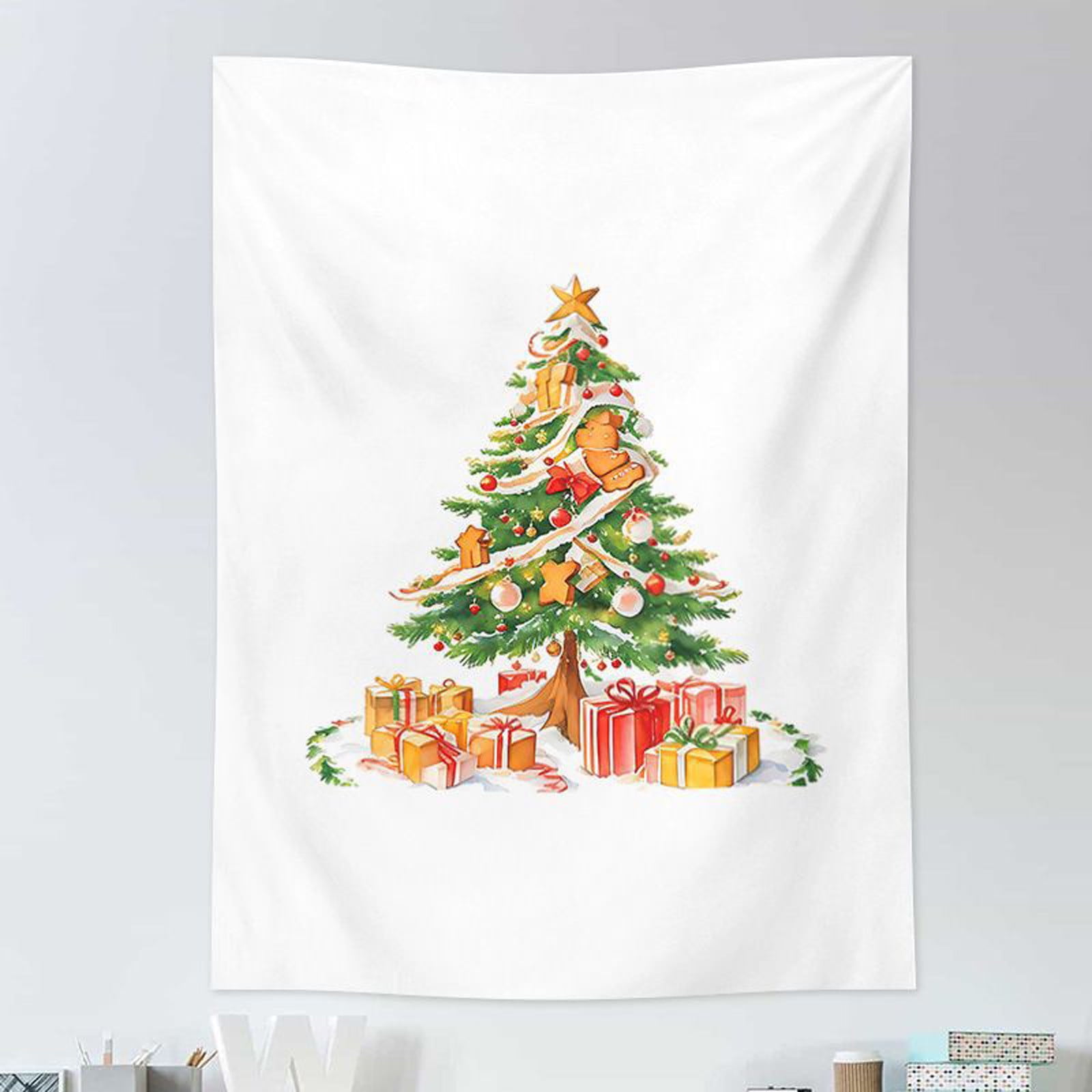 Herrnalise Christmas Tree Tapestry,Flannel Tapestry Wall Hanging