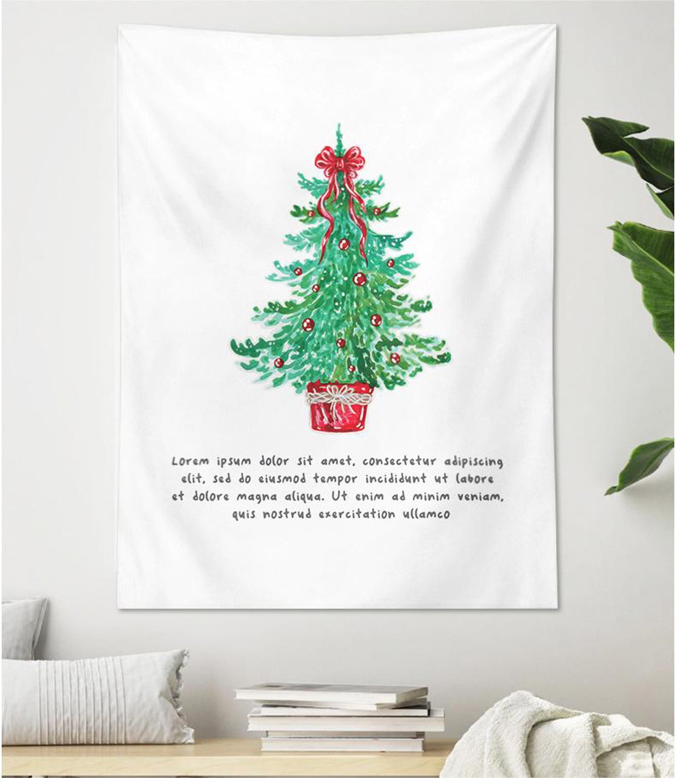 Herrnalise Christmas Tree Tapestry,Flannel Tapestry Wall Hanging