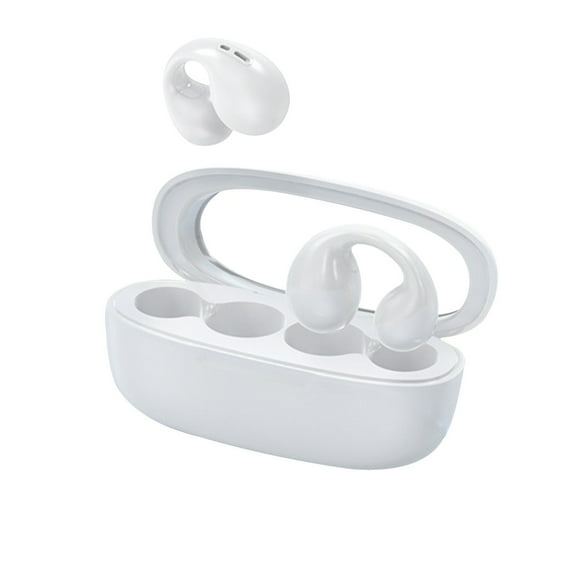 Herrnalise Clip-On Open Ear Headphones Wireless Bluetooth Earbuds,Ear Clip Earbuds 20 Hours Playtime with Charging Case,Waterproof Earphones Sport Cycling Running Work