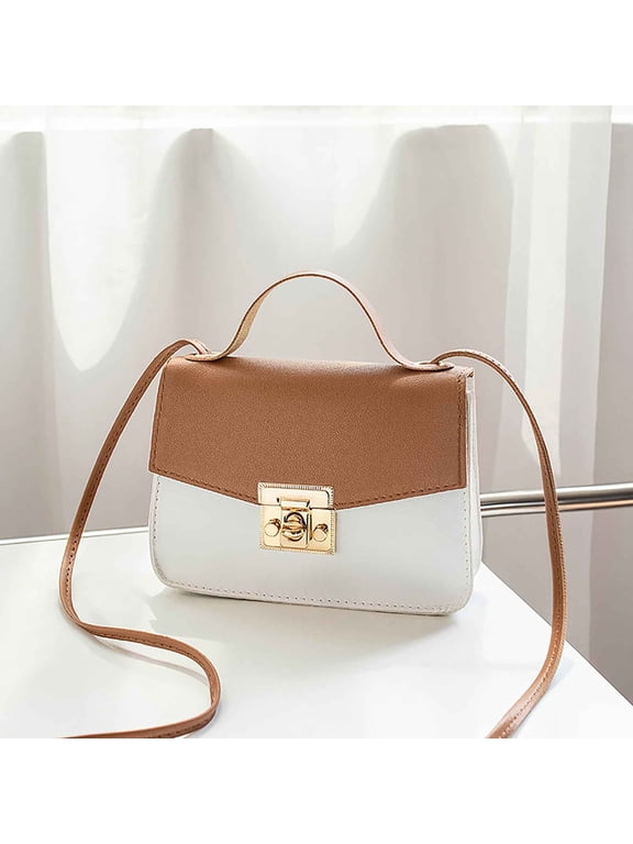 Color-Block Crossbody Bags for Women Leather Cross Body Purses Cute Designer Handbags Shoulder Bag Medium Size Gifts For Women