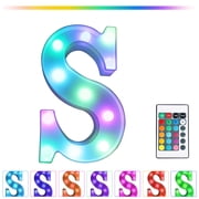 Herrnalise Colorful LED Letter Lights with Remote,Marquee Light Up Letters Sign for Night Light Wedding/Birthday Party,Night Lights Powered by Batteries or USB for Home Bar Decor - S
