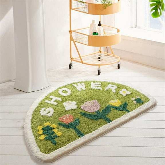 Herrnalise Cute Bathroom Rug,Funny Half Round Bath Decor Mat for Boys Girls Room,Soft Cozy Water Absorbent Non Slip Mat,Plush Fluffy Microfiber Bath Floor Mat for Bedroom Toilet 16x24 inch