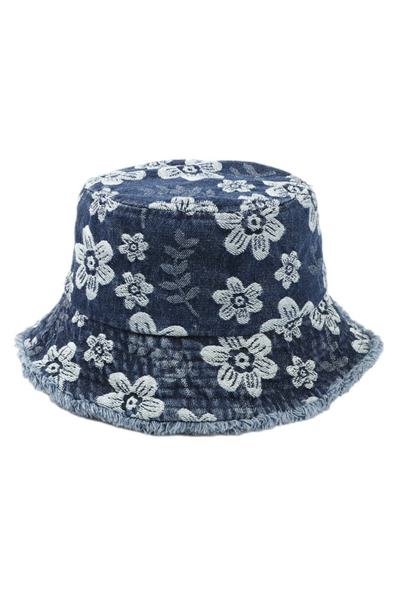 Cute Bucket Hat Beach Fisherman Hats for Women, Reversible Double-Side-Wear Sun Protection Hat Flower Pattern