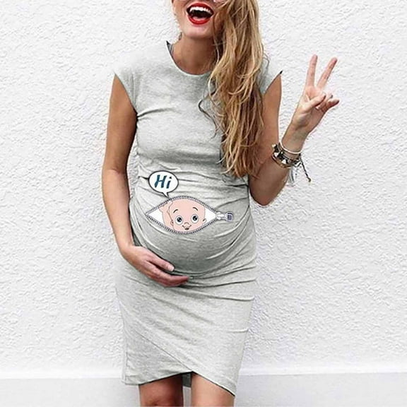 Herrnalise Cute Funny Maternity Pregnancy Baby Scoop Neck Top T-Shirt for Pregnant Women