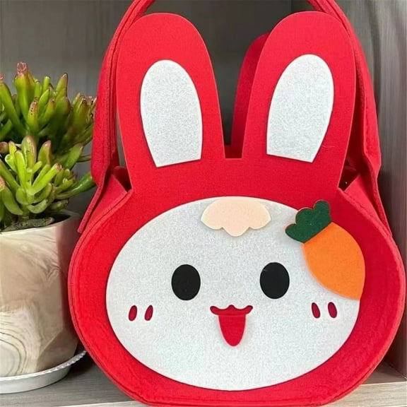 Herrnalise Easter Bunny Basket for Kids, Easter Egg Hunt Basket with Rabbit Ears Easter Tote Bags for Candy Gifts Storage