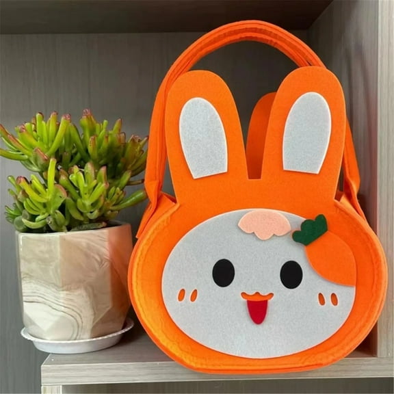 Herrnalise Easter Bunny Basket for Kids, Easter Egg Hunt Basket with Rabbit Ears Easter Tote Bags for Candy Gifts Storage