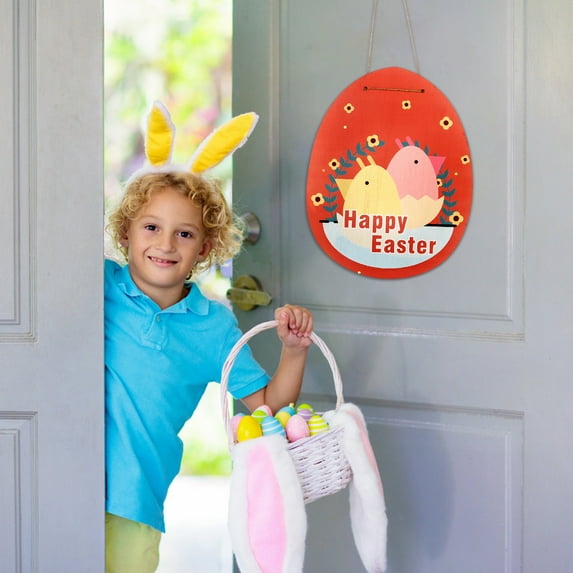 Herrnalise Easter Welcome Wreath,Happy Easter Signs for Front Door, Wooden Easter Decorations IndoorHome Decor for Front Porch Window Wall Farmhouse Indoor Outdoor