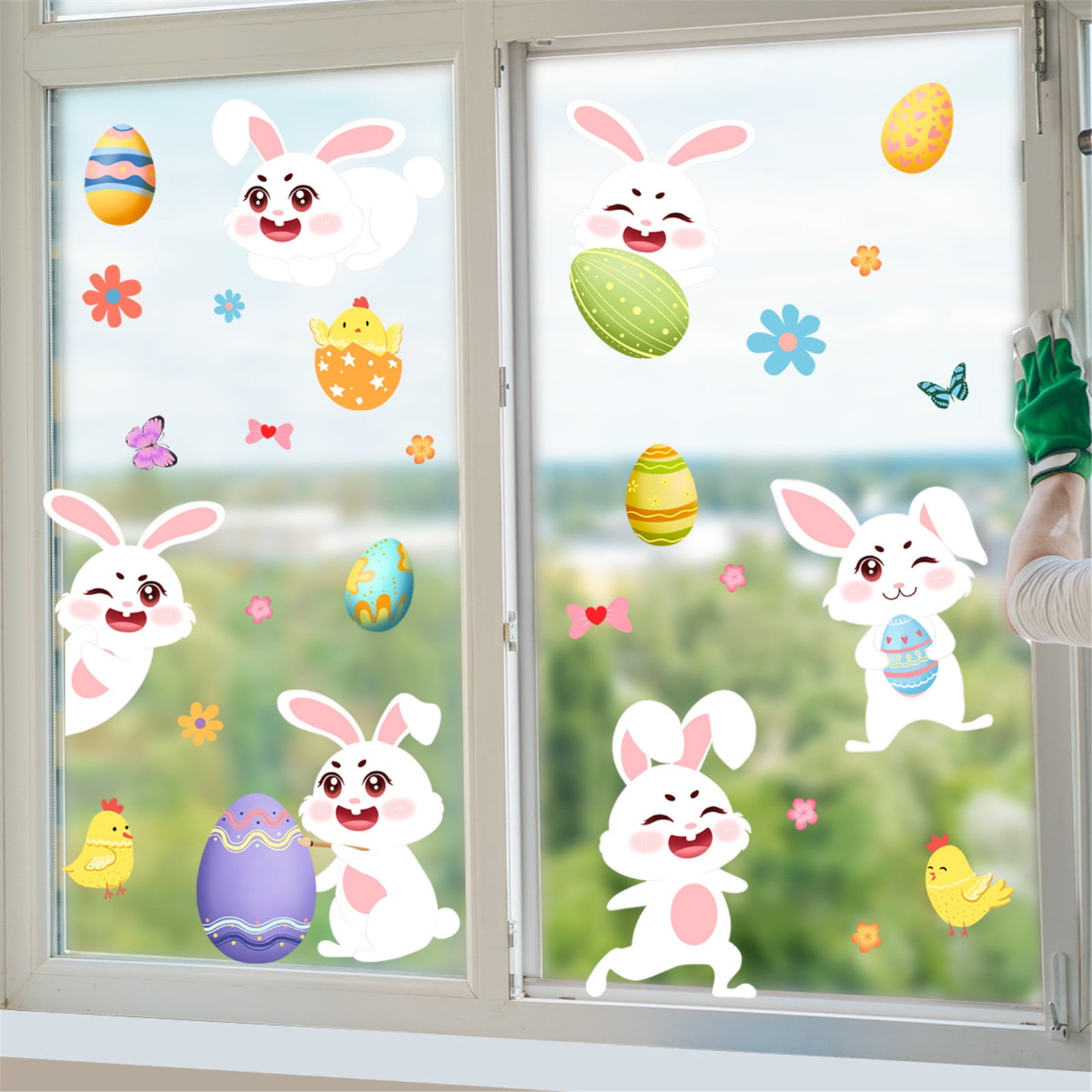 Herrnalise Easter Window Cling Stickers forHome Decoration,Bunny Easter