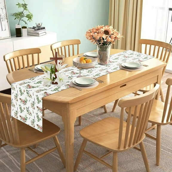 Herrnalise Egg Bunny Butterfly Floral Easter Table Runner,Seasonal Spring Kitchen Dining Table Decoration for Home Party Decor 13x72 Inch