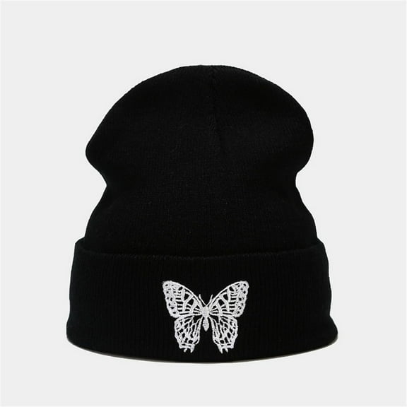 Herrnalise Embroidery Knitted Hat Pullover Cap Outdoor Warm Woolen Hat
