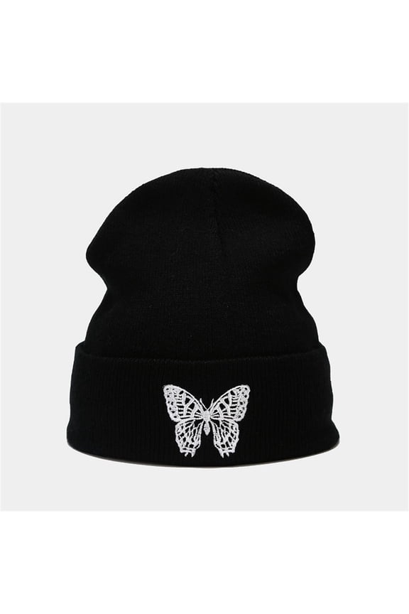 Embroidery Knitted Hat Pullover Cap Outdoor Warm Woolen Hat