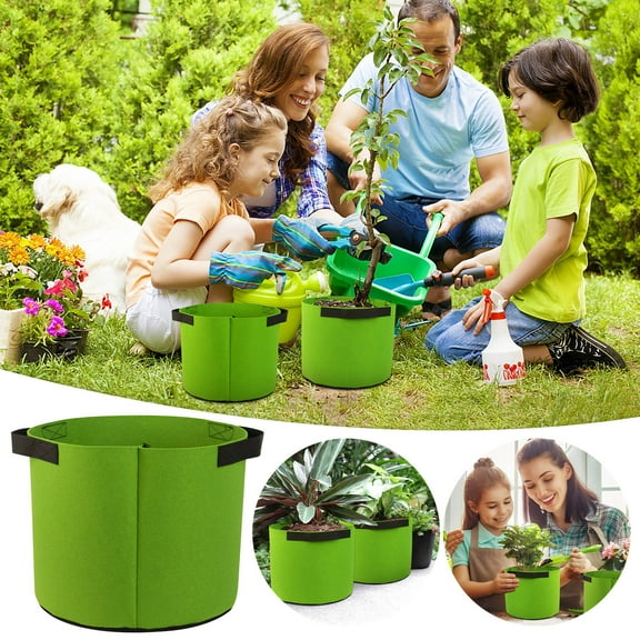 Herrnalise Fabric Plant Grow Bags with Handles 1 Gallon ,Heavy Duty Nonwoven Smart Garden Pot Thickened Aeration Nursery Container Black for Outdoor Potato, Tomato, Chili, Carrot and Vegetables