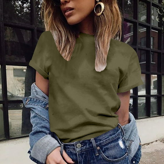 SDJMa Fashion Casual Women Short Sleeve Solid O-Neck Tops Ladies Tee T-Shirt