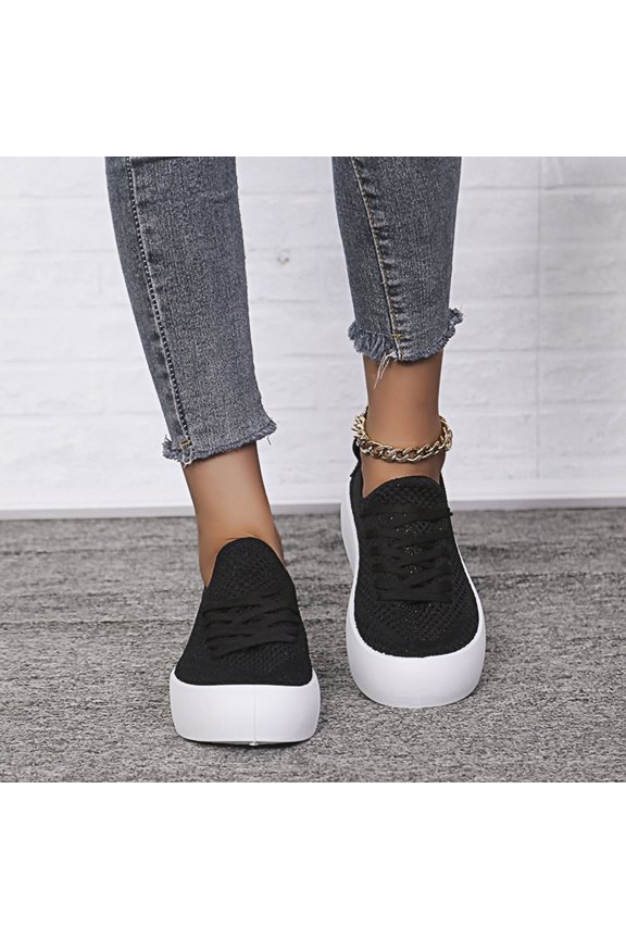 Fashion Women Casual Pumps Canvas Solid Mesh Breathable Round Head Low-top Shoes clearance under $10