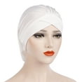 thumbnail image 1 of Herrnalise Fashion Women Solid India Hat Muslim Ruffle Chemo Beanie Turban Wrap Cap, 1 of 2