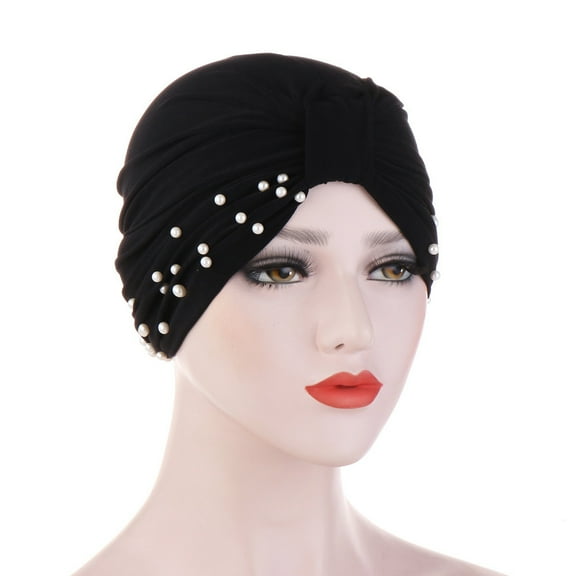 Herrnalise Fashion Women Solid Nail Bead India Hat Muslim Chemo Beanie Wrap Cap