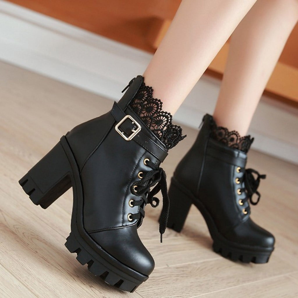 Herrnalise Fashion Women's Thick High Heel Lace Up Ankle Herrnalise Fashion Women's Thick High Heel Lace Up Ankle