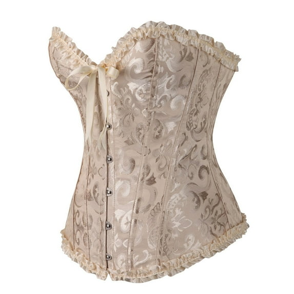 Herrnalise Firm Shapewear for Women Erogenous Vintage Gothic Party Floral Lace Up Slim Corset Bustier Tube Tops Beige Mothers Day Gifts