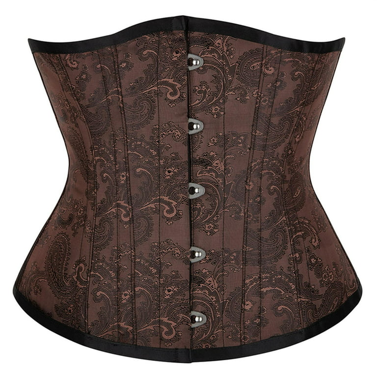 Herrnalise Firm Shapewear for Women Tummy Control Casual Erogenous Eyelet  Lace-Up Printing Tight Girdle Stomach Vest Tops Brown