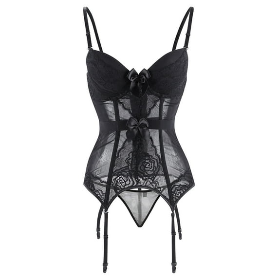 Herrnalise Firm Shapewear for Women Tummy Control Slip Floral Overbust Corset Bustier Lingerie Top Gothic Erogenous Underwear Black