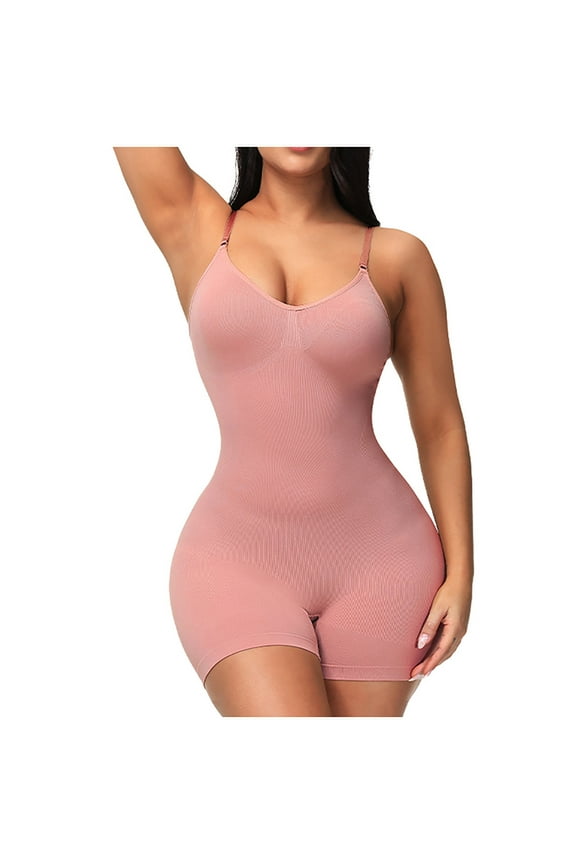 Firm Tummy Compression Bodysuit Shaper with Butt Lifter Ladies Seamless One-Piece Body Abdominal LifterHip Underwear Stretch Slimming Body Corset Pink